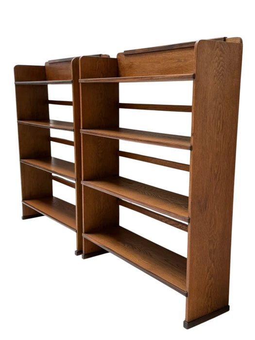 1920s Art Deco Open Bookcases by P.E.L. Izeren, Solid Oak & Ebony